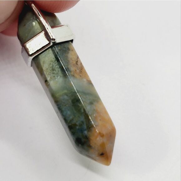 Orange Green Jasper Gemstone Moon Goddess Pendant Chakra Reiki Healing Amulet - Picture 3 of 3